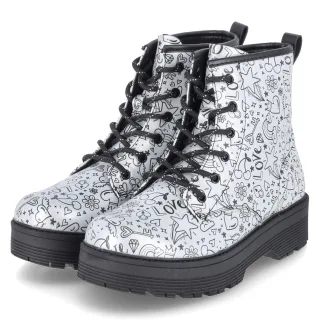 Skechers Boots GRAVLEN HI DOODLE DOWN  Silber - Gr. 30 -  Textil