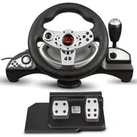 NanoRS RS700 Gaming-Lenkrad (inkl. Handschaltung u. Pedalen, Kompatibilität, Vibrations-Funktion, einstellbare Empfindlichkeit)