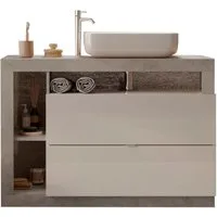 welltime Waschtisch Hamburg, 2 Schubkästen, Breite 110 cm, Soft-Close, inkl. Keramik-Aufsatzbecken