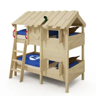 Etagenbett CrAzY Creek mit Holzdach - Abenteuer Kinderbett für kleine Entdecker - Massivholz Spielbett Schlafzimmer Set Design - Wickey