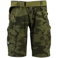 Geographical Norway Cargoshorts Herren Shorts G-PERLE (mit abnehmbarem Gürtel) in Unifarbe, Camouflage