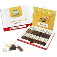 SURPRISA Aufkleber Aufkleber Set personalisierte Sticker für Merci Schokolade, individuelles Geschenk, 20 gute Wünsche zum Geburtstag