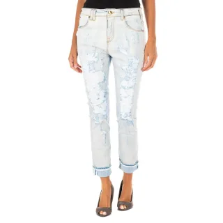 Lange Denim-Hose mit geradem Saum 10DBF0667 Frau