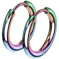 viva-adorno Paar Creolen Damen Klappcreolen Hoop Ohrringe Edelstahl verschiedene Größen, dünn schmal Conch Helix Cartilage Piercing