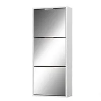 UEV Schuhschrank Spiegelschuhschrank schmal mit 3 klappen flurschrank klappschuhschrank (Schuhkipper Schuhregal Aufbewahrungsschrank, Schuhständerregal, Trennwände verstellbar und abnehmbar für verschiedene Schuhtypen) 50 x 23 x 121,5 cm für Wohnzimm