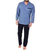 Normann Pyjama Herren Pyjama zum durchknöpfen in Karo Optik - auch in Übergrößen
