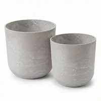 colourliving Blumentopf Pflanztopf Set „Egg“ Stone – 2-teilig, Rund, Anthrazit/Sand, Design & Material: Robust und Umweltbewusst