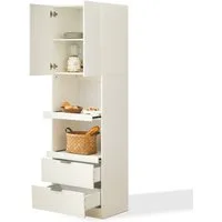 BlingBin Hochschrank Hohe Küchenschränke, Lagerschränke, Multifunktionsschränke (2 Türen, 2 Schubladen, Mikrowellenregale, mit Kippschutz, 1-St., 59.5 x 45 x 200 cm) Sideboards Freistehende für Esszimmer, Wohnzimmer, Weiß