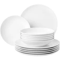 Seltmann Weiden Tafelservice Geschirr-Set Liberty (12-tlg), 6 Personen, Porzellan, Geschirr, Teller Set, weiß, Made in Germany, 12 Teile, für 6 Personen