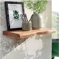 FINEBUY Wandregal FB31351 Baumkante Akazie Holz Schweberegal Regal Massiv Hängeregal, mit Baumkante Akazie Massivholz 40 cm hängend, Hängeregal schwebend, Schweberegal Wand Wohnzimmer