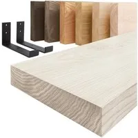 LAMO Manufaktur Wandregal mit schwarzem Industrial Regalträger 40 cm, Komplett-Set, 40mm stake Massivholzplatte