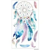 nikima Wandtattoo 228 Wandtattoo Traumfänger blau mit Federn - Größe 750 x 420 mm (PVC-Folie), In 6 vers. Größen