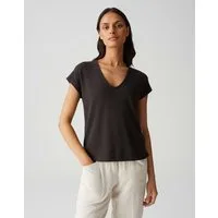 OPUS Kurzarmshirt Shirt SIRUKUS Boxy Fit in Feinstrick Optik