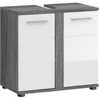 welltime Waschbeckenunterschrank LUCCA, Breite 60cm, 2 Türen, 2 Fächer,mit Siphonausschnitt MDF-Front, Badmöbel, Badschrank, Schrank, Kommode, Bad, Badezimmer