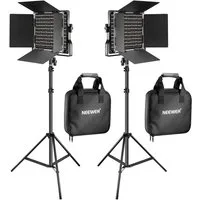 Neewer Videoleuchte NL660 LED Videolicht Panel 2 Set mit Stativ, Bi Farbe CRI96, LED Videoleuchte Fotolicht mit Barndoor, für Fotografie Video Studio