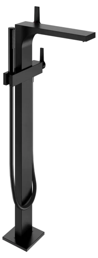 KEUCO EDITION 11 Black Selection Einhebel-Wannenmischer mit Stabhandbrause freistehend, schwarz matt 51127370100
