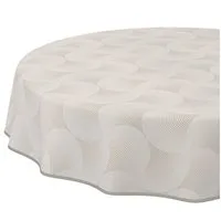 ANRO Tischdecke abwaschbar Tischtuch Baumwolle Polyester wasserabweisend (Einzelstück 1-tlg), Schmutzabweisend Geometrie Beige Rund 100cm