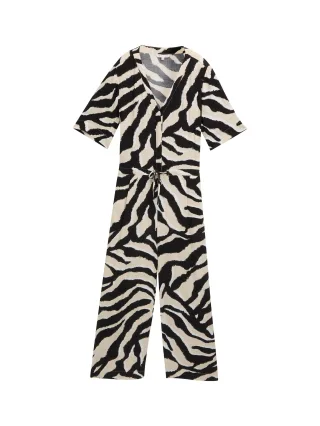 Tom Tailor - Jumpsuit mit Muster abstract beige zebra - Gr. - 36