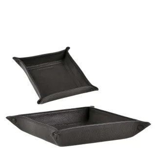 Taschenleerer Leder schwarz 26x26cm | Sonnenleder L Schlüsselschale. Die stilvolle Ablage für Ihre täglichen Essentials im Eingangsbereich.