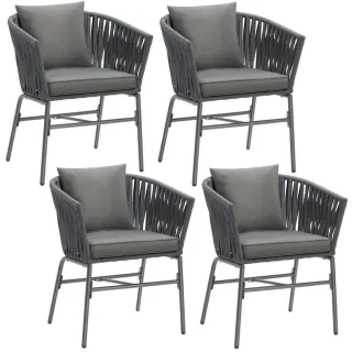 tectake Stuhlset, Dunkelgrau, Dunkelgrau, Textil, 60x77x61 cm, Gartenmöbel, Gartenstühle, Gartenstühle