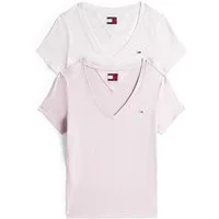 Tommy Jeans T-Shirt TJW 2PACK V-NECK TEE (Packung, 2-tlg., 2-er Pack) mit Logostickerei
