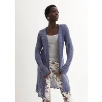 bonprix Longstrickjacke (1-tlg) lockere und offene Passform, mit femininem Lochmuster, casual Stil