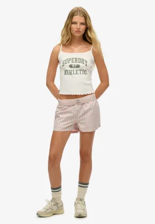 Superdry - Gestreifte Shorts aus Bio-Baumwolle Reguläre Passform suffolk rosa gestreift - Gr. - 14