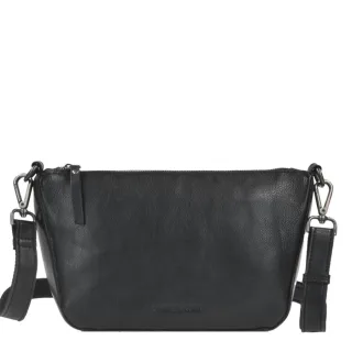 Kleine Damen Umhängetasche mit abnehmbarem Gurt Leder Schwarz 31x17x10cm | Greenburry Praktische Pouch Bag für einen strukturierten Alltag.