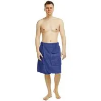Arus Kilt Saunakilt Herren – knielang mit Gummizug & Klett, für Wellness & Spa, 100% Bio-Baumwolle, Gummizug, Tasche, Klettverschluss, mit Gummizug und Klettverschluss, knielang, 100% BIO-Baumwolle