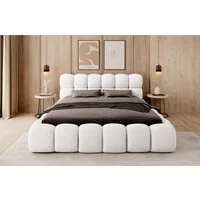 thematys Polsterbett mit Bettkasten / Stauraumbett, Bouclé 140x200 - 200x200cm (Optional mit 28 cm H3/H4 Taschenfederkern oder 23 cm Taschenfederkern-Matratze H2, Wolkenbett mit XXL Kopfteil)