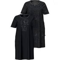 Ulla Popken Bigshirt Bigshirts 2er-Pack Ziersteine/Safari Rundhals