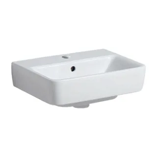 Geberit Renova Plan Aufsatz-Waschtisch 501718001 45x36cm, Hahnloch mittig, mit Überlauf, weiß