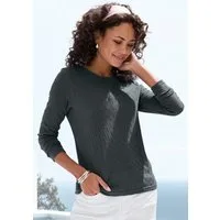 Vivance Langarmshirt mit modischem Ajour-Muster Sommershirt aus leichtem Baumwollstrick