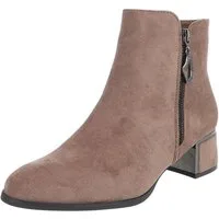 Ital-Design Elegante Stiefeletten mit Reißverschluss und Blockabsatz Stiefelette (90851817) Blockabsatz Stiefeletten in Hellbraun