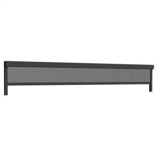 Außenrollo 350 cm, Eckig 90° Kasten 105 x 105 mm, Anthrazitgrau RAL 7016, 3500 x 600 mm, Tuch Dunkelgrau lichtdurchlässig, individuell konfigurieren