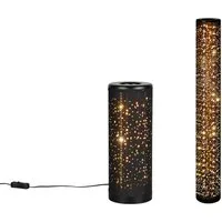 Reality Leuchten LED Stehlampe, LED fest integriert, Warmweiß, SET mit Tischlampe, ausgefallene schmale Lichtsäule mit Sterneneffekt