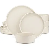 vancasso Geschirr-Set 12tlg Tafelservice, Steingut Geschirrset für 4 Personen, Cremeweiß (12-tlg), 4 Personen, Steingut