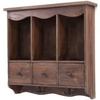 DESIGN DELIGHTS Wandregal WANDREGAL "BELLE", Altholz massiv Holz, 62 cm, Küchenregal mit Schub