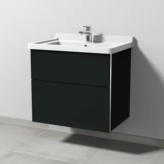 Sanipa 3way Waschtischunterbau zu Duravit Starck 3 Waschtisch mit 2 Auszügen, Vulkan-Matt BP7101V