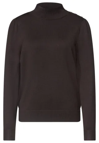 Street One - Pullover mit Turtle Neck und Knopfdetail black coffee - Gr. - 36