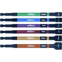 Farbcodiertes Steckschlüssel Set magnetisch, 1/4", 6-teilig schwarz/mehrfarbig, für Maschinenschrauber bis 79 Nm