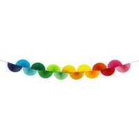 partydeco Girlande, Girlande mit Fächern 2,5m Fächergirlande Bunt