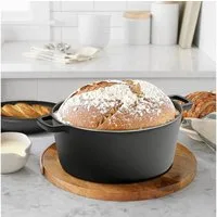 GLIESE Brotbackform Brotbackform 26cm Gusseisen Topf Brot Backen, für alle Herdarten, Backöfen & Grills, Temperaturbeständig bis 450°C