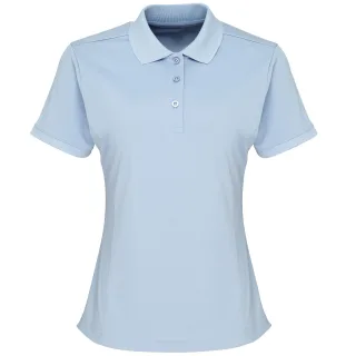 Premier Damen Coolchecker Piqué Polo-Shirt / Polohemd, Kurzarm (Hellblau)