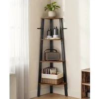 VASAGLE Eckregal, Bücherregal, mit 4/5 Ebenen, H: 125/159cm, mit Stahlrahmen