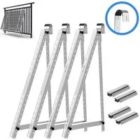 Rhein Beleuchtung Solarmodul-Halterung Einstellbare Solarpanel Halterung 114/118cm mit Balkonhaken, (bis 44 Zoll, Set, 4-tlg., Aus Edelstahl als Solarmodul Halterung für Balkonkraftwerk, Universelles Design, spart Platz am Balkon, steigert Solarertra