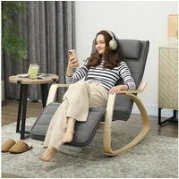 HOMCOM Schaukelstuhl Schaukelsessel mit Massagefunktion, Heizung, Kopfstütze, Fußstütze (Lesesessel, 1 St), Schwingsessel für Wohnzimmer, Schlafzimmer, Grau