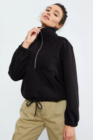 Oversized Halbzip Plüsch Sweatshirt