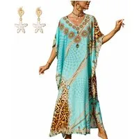 MOPUEA Strandkleid Maxikleid Strand-Tunika Bikini-Überwurf Beachwear Boho-Strandkleid (Set, 1-tlg., Vielseitig einsetzbar für jeden Anlass im Sommer) Einheitsgröße passt den meisten Frauen