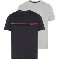 DELMAO Rundhalsshirt Neue Kollektion! (2er-Pack) normale Passform, kurzarm, mit Rundhalsausschnitt, bedruckt